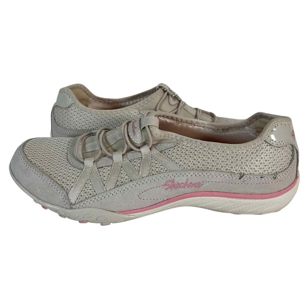 Skechers Relaxed Fit 22463 Natural Pink Slip On Memory Foam Sneakers Womens 7.5